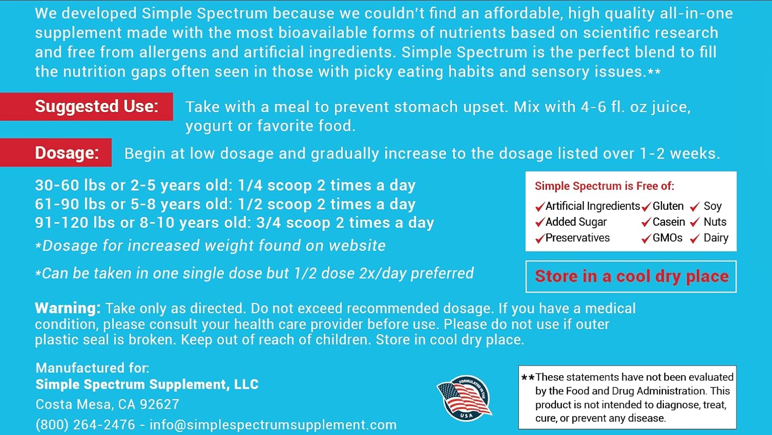 Simple Spectrum Vitamin Supplement, Nutritional Support, No Added Suga