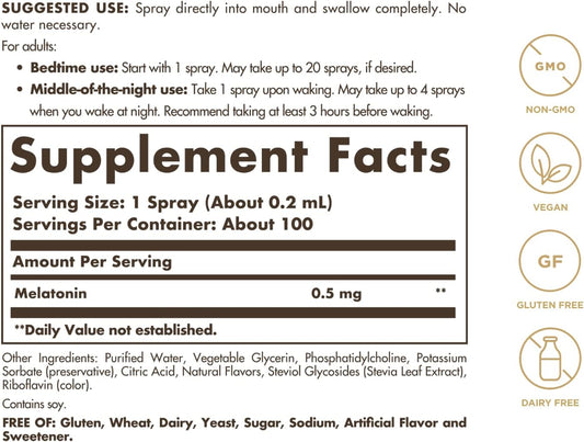 Solgar Liposomal Melatonin Sleep Spray, Mint Flavor - Rapid & Efficien