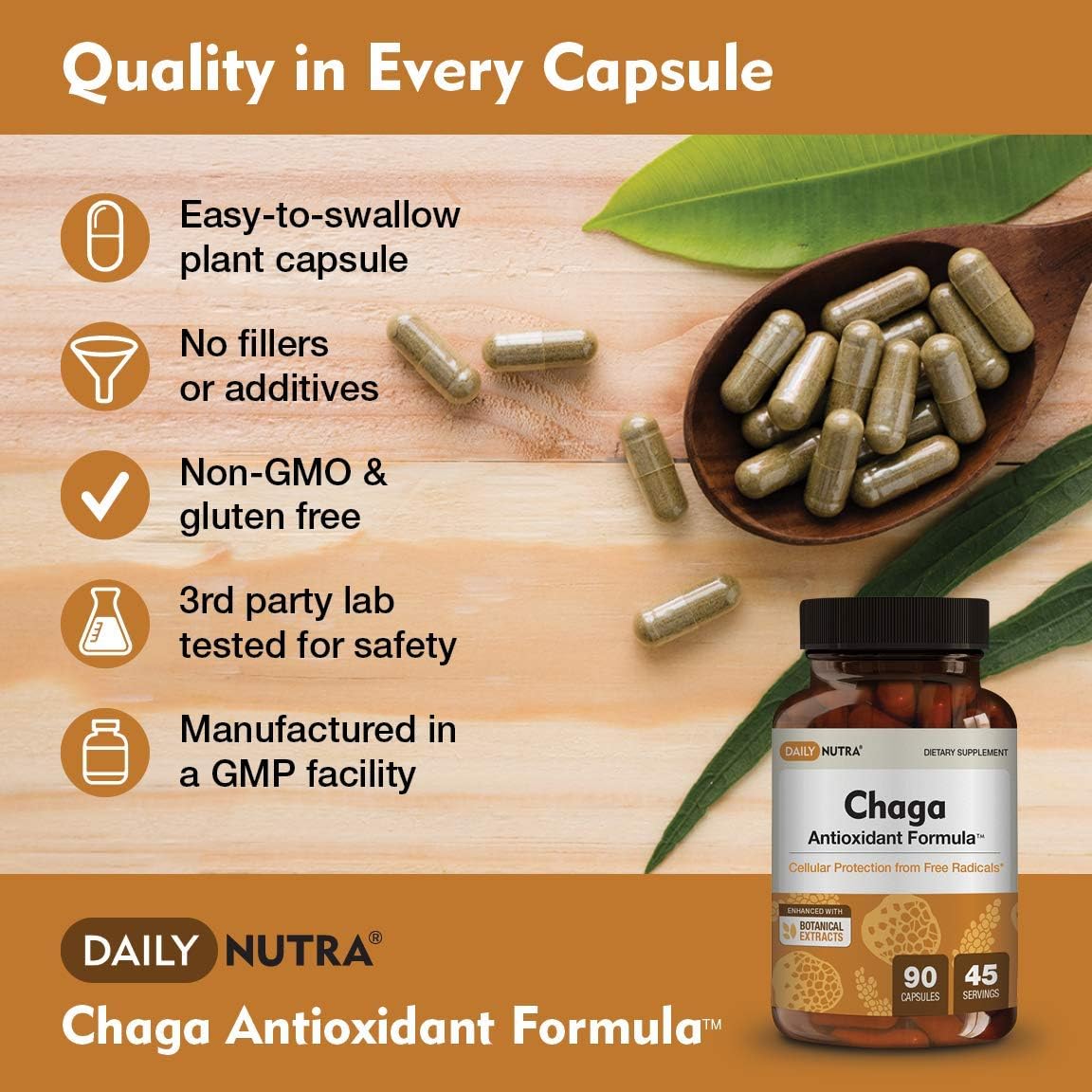 DailyNutra Chaga Antioxidant Formula Superfood Supplement - Protection