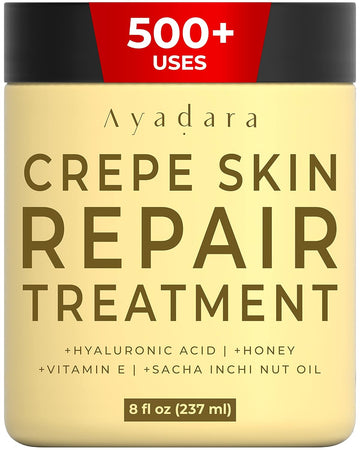 AYADARA Crepey Skin Repair Treatment 8, Firming Lotion for Loose Skin, Crepe Corrector Collagen Cream for Body Skin-Tightening, Wrinkle Cream for Face, Neck, Arms and Legs, 500+ Uses