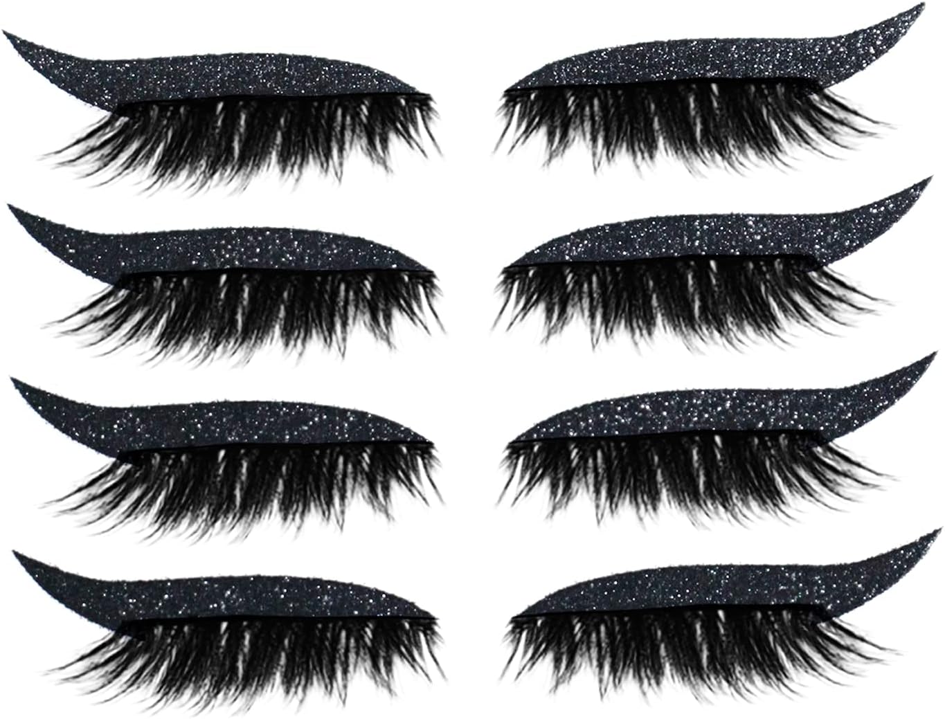 porfeet 4 Pairs Reusable Eyeliner Eyelash Stickers, Instant Outline Easy Quick Application Anti-Fall Breathable Make-up Eyeliner Eyeshadow Sticker for Shopping Dating Black