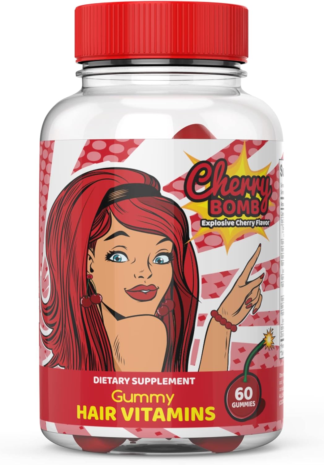 Vyta-Mends Hair Growth Vitamins, Hair Gummies, Cherry Bomb With Biotin 5000 Mcg, Vitamin C, B12 And Zinc For Stronger Ha