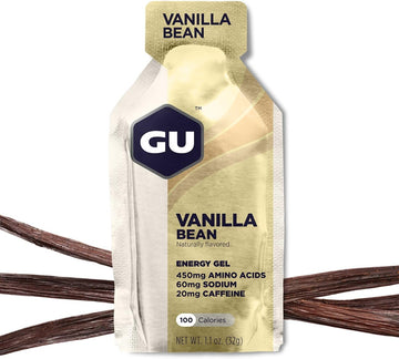 GU Energy Original Sports Nutrition Energy Gel, 8-Count, Vanilla Bean9.6 Ounces