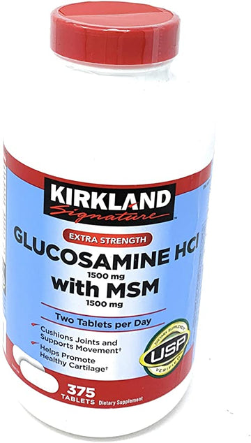 Kirkland Signature Extra Strength Glucosamine HCI 1500mg With MSM 1500 mg 375 Tablets