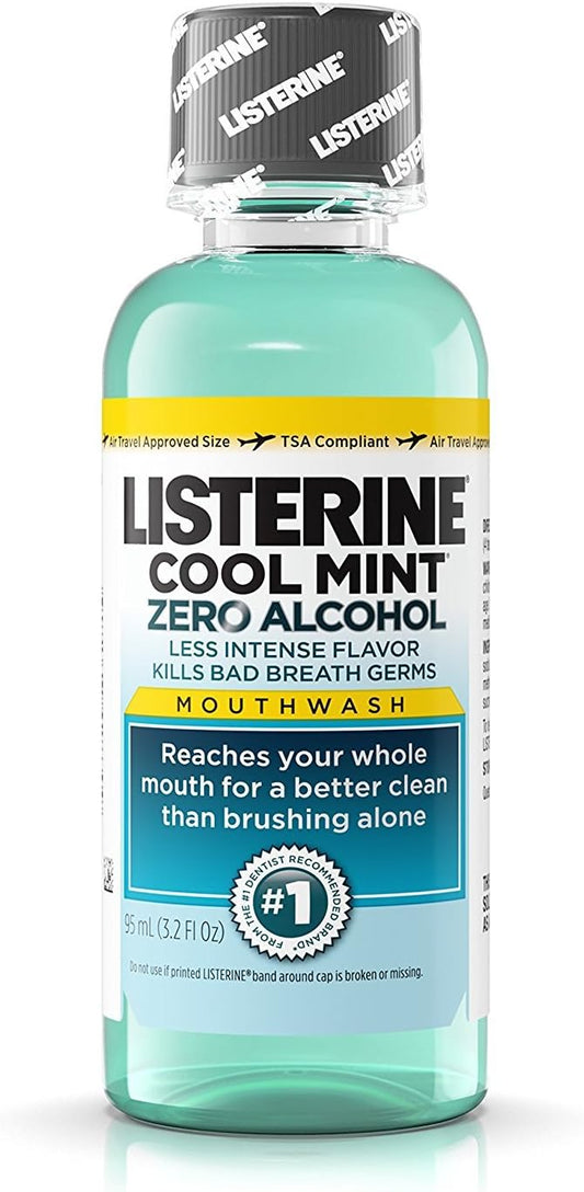 Listerine Cool Mint Zero Alcohol Mouthwash, Travel Size 3.2  (95) - Pack of 2