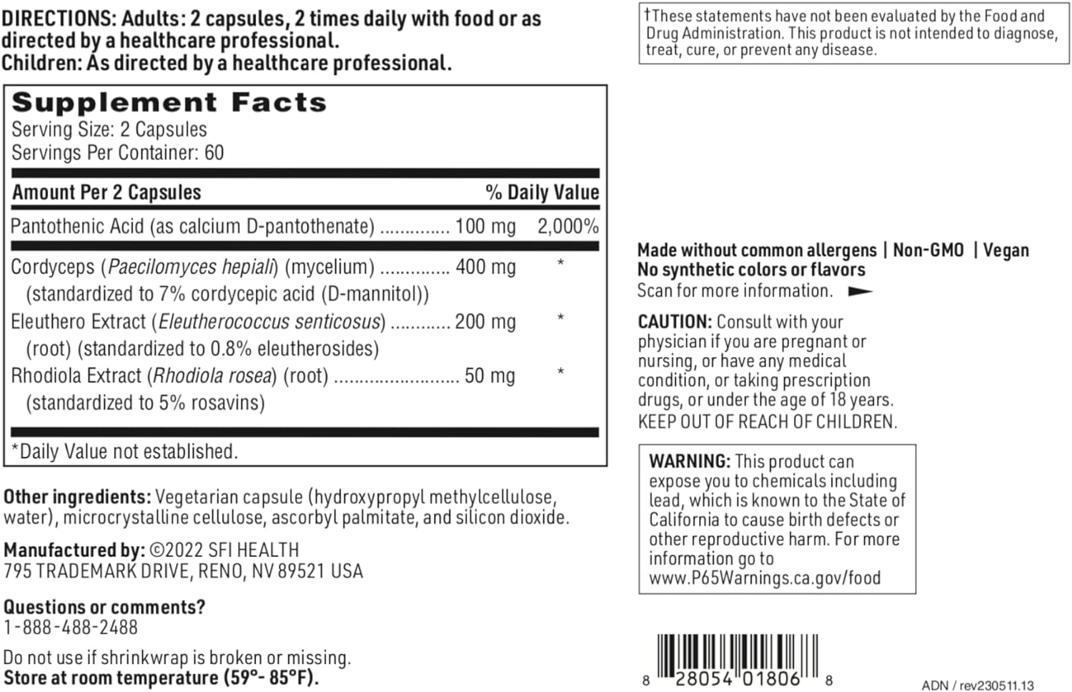 Klaire Labs Adrenamin - Adrenal Support Supplement with Cordyceps Mush