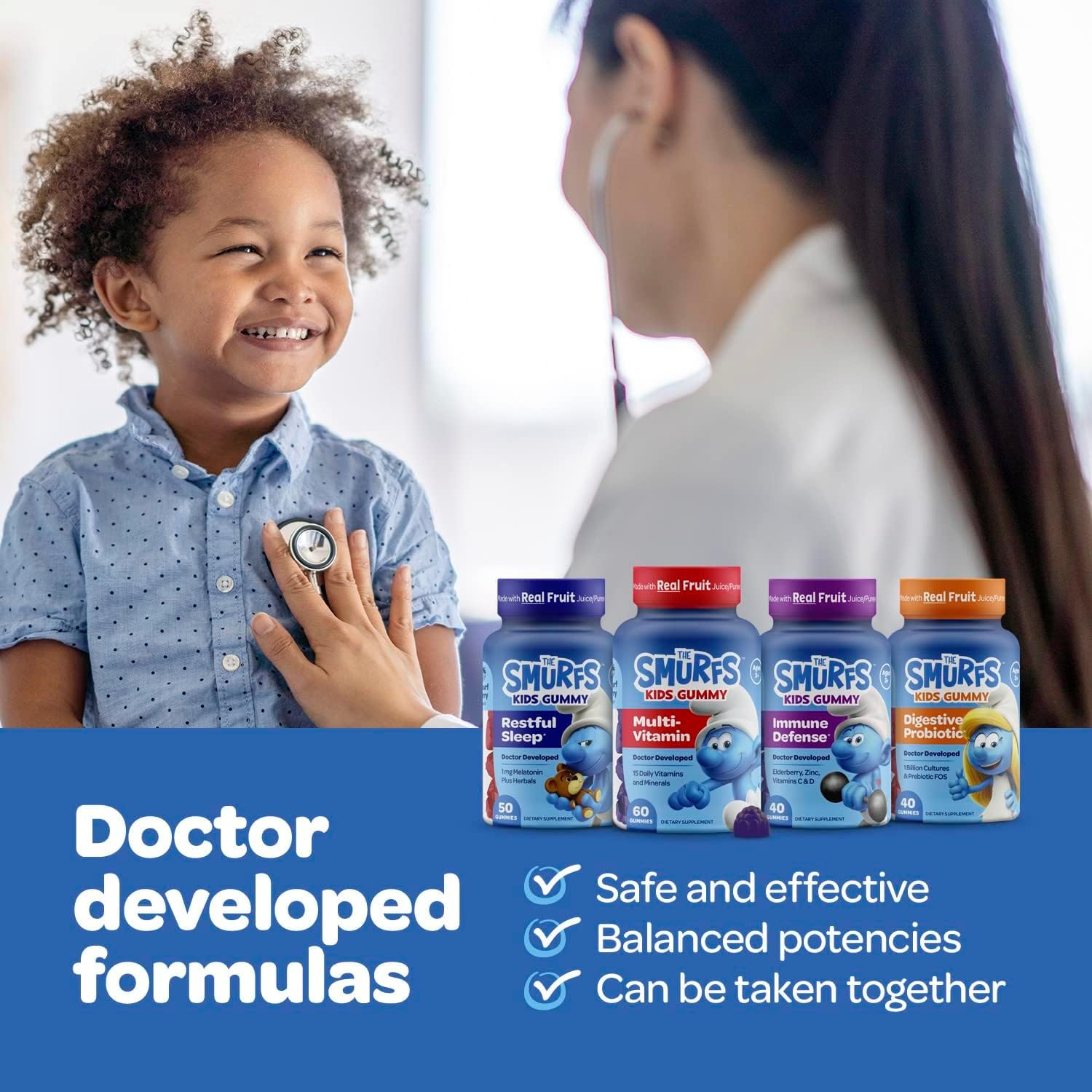 The Smurfs 1mg Melatonin Gummies for Kids with Chamomile & Lemon Balm 
