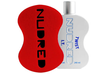 NuDred Twist I.T. Formula - Twist Hair Sponge Brush + Hair Conditioning For Men and Women, For Moisturized Sculpted Coils, Twists & Locs (Red Hair Sponge, Large Holes, 8 Hair Moisturizer)