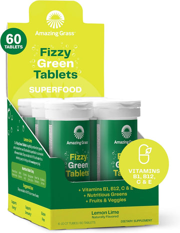 Amazing Grass Fizzy Green Tablets Superfood Lemon Lime: Green Superfoo