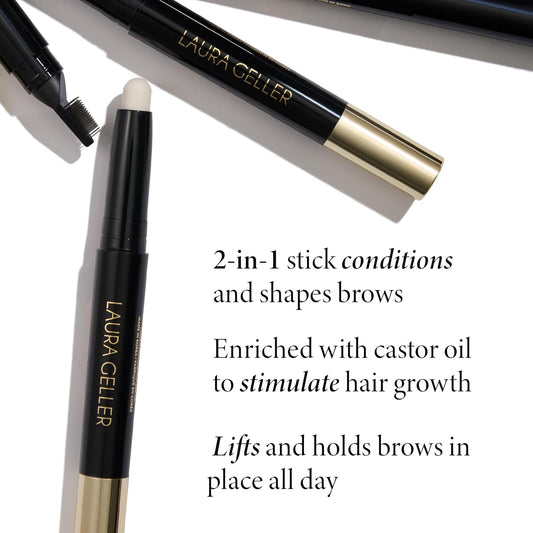 LAURA GELLER Define-n-Tame Brow Lift Stick for Laminated Full Brows - Long-Lasting - Formulated with Castor Oil for Hair Growth - Universal - All Hair Types/Shades