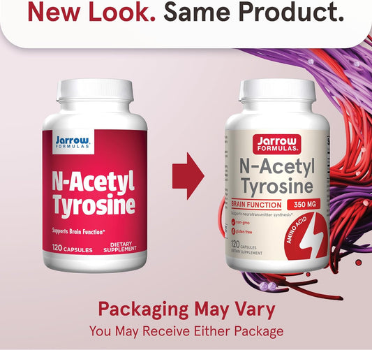 Jarrow Formulas N-Acetyl Tyrosine 350 mg - 120 Capsules - Supports Bra