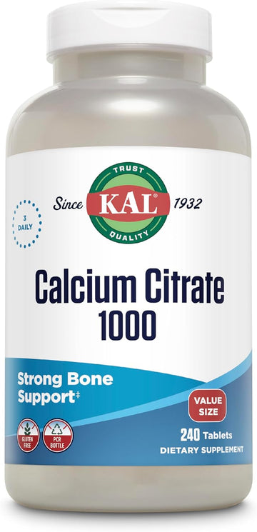 KAL Calcium Citrate 1000 mg Tablets, Powerful Source of Calcium, Bioav