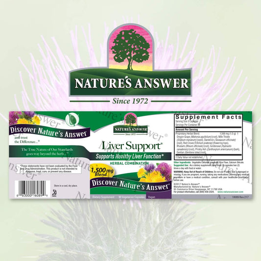 Nature's Answer Liver Support | Herbal Combination with Milk Thistle & Dandelion | Dietary Supplements | Promotes Healthy Liver Function | Kosher Certified, Vegetarian & Vegan 90 Capsules