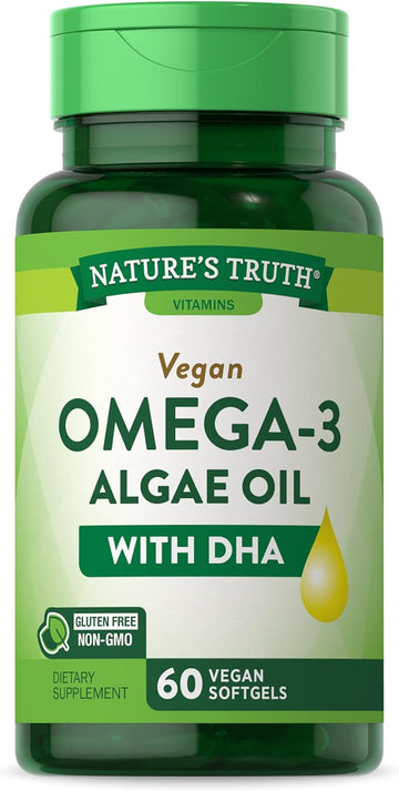 Nature's Truth Vegan Omega 3 Supplement | 60 Count | Non-GMO & Gluten Free Algae Oil Formula | with DHA