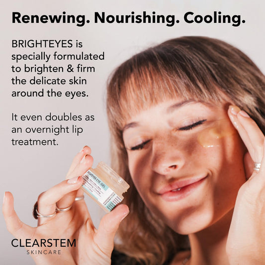 CLEARstem - BRIGHTEYES - Nourishing Anti-Aging Eye Gel - For Puffy Eyes, Crow's Feet, & Dark Circles - Made with Collagen, Stem Cells, Peptides & Aloe Vera - Vegan - Gluten Free - Men & Women - 0.6