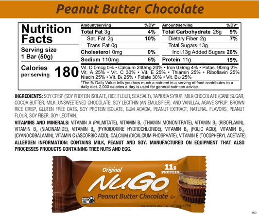 NuGo Protein Bar, Peanut Butter, 11g Protein, Gluten Free, 15 Count1.8 Pounds
