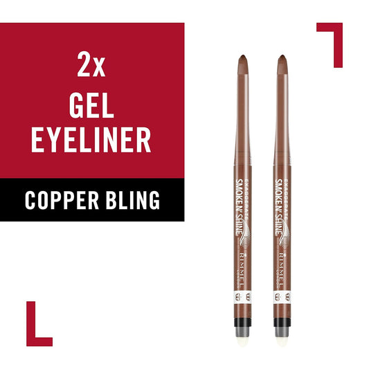 Rimmel Exaggerate Smoke'n Shine Gel Eyeliner, Copper Bling, 2 Count