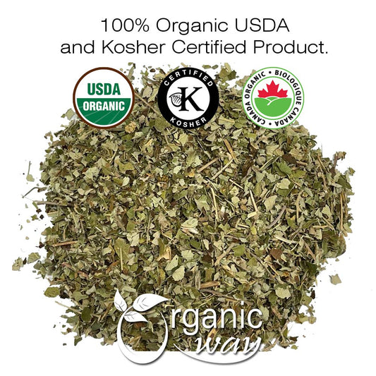 Organic Way Dried Blackberry Leaf Whole (Rubus fruticosus) | Herbal Tea - European Wild-Harvest | Organic & Kosher Certified | Raw, Vegan, Non GMO & Gluten Free | USDA Certified | Origin - Albania