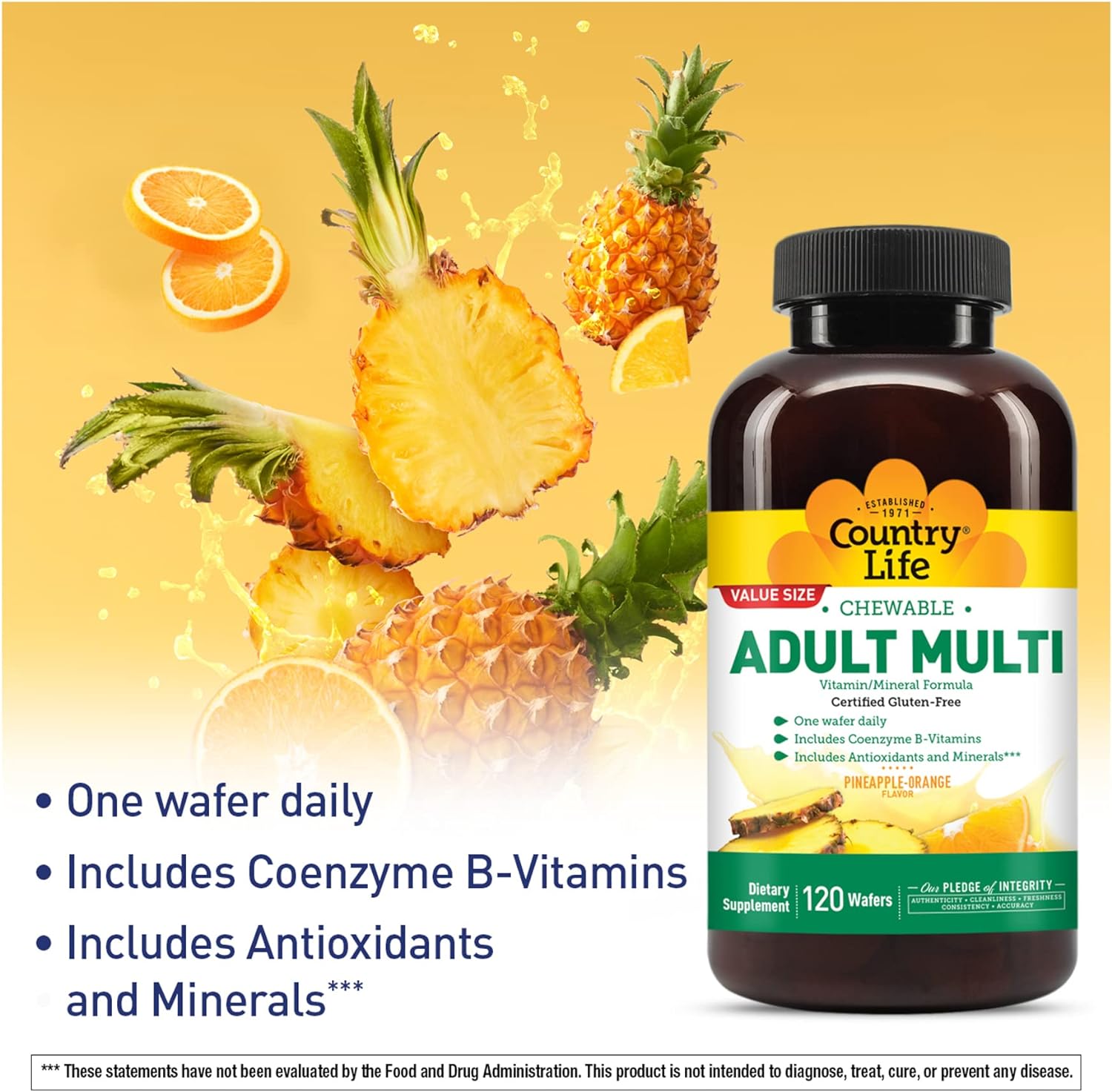 Country Life Chewable Adult Multi - with Antioxidants and Activated B 