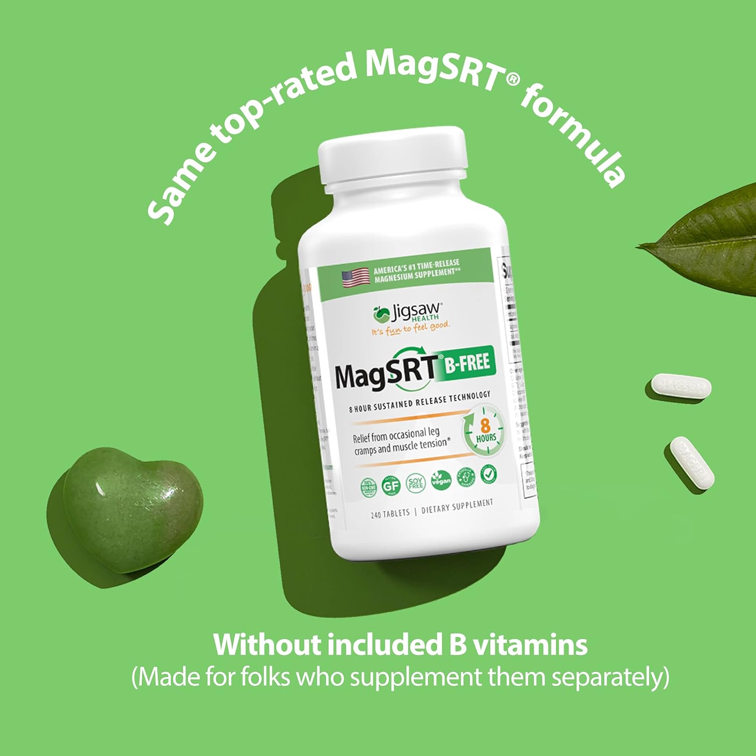 Jigsaw Health MAG SRT Magnesium Supplement (Mag SRT B-Free, 240 Count)