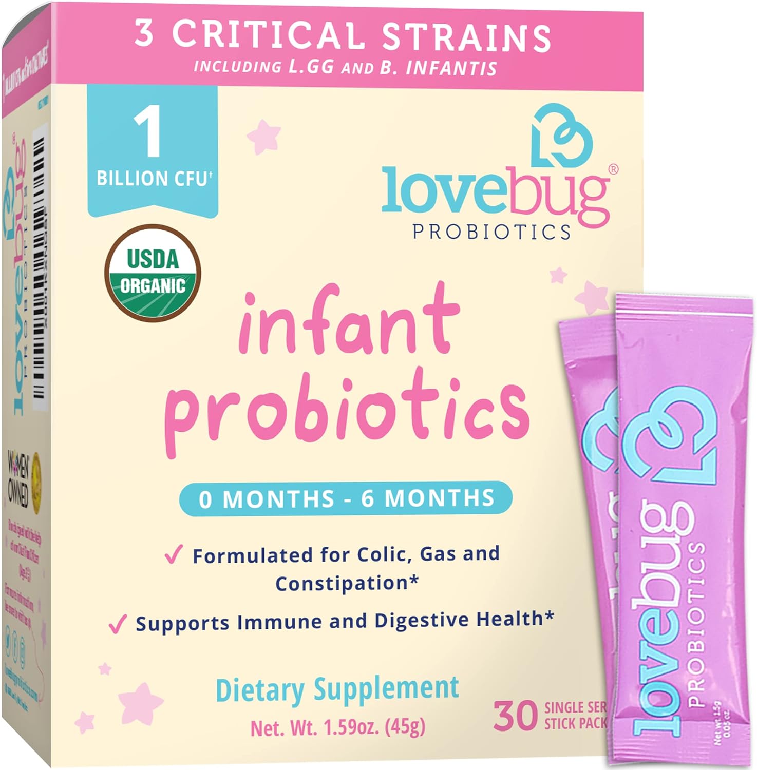Lovebug Award Winning Usda Organic Probiotic For Infants | Ages 0-6 Mo1.59 Ounces