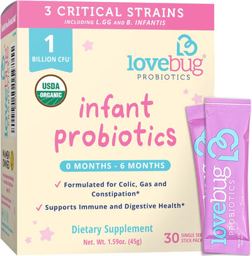 Lovebug Award Winning USDA Organic Probiotic for Infants | Ages 0-6 Mo1.59 Ounces