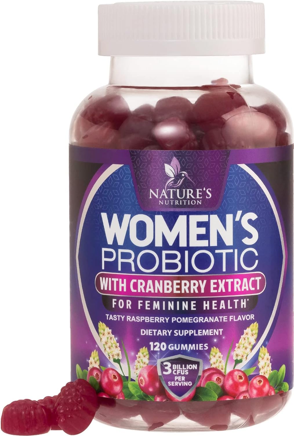 Probiotics For Women Gummy With Cranberry, 3 Billion Cfu Guaranteed Wi12.7 Ounces