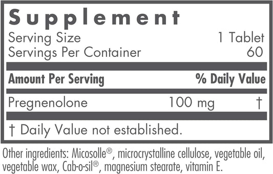 Nutricology Pregnenolone 100 Mg Sust Release Tablets, 60 Cou