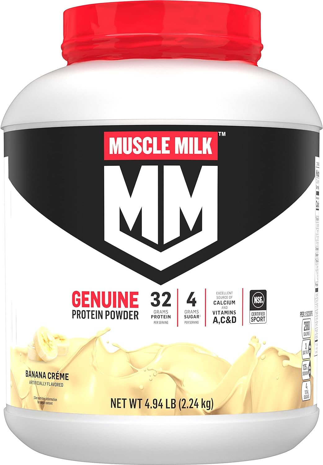 Muscle Milk Genuine Protein Powder, Banana Crme, 32g Protein, 5 Pound