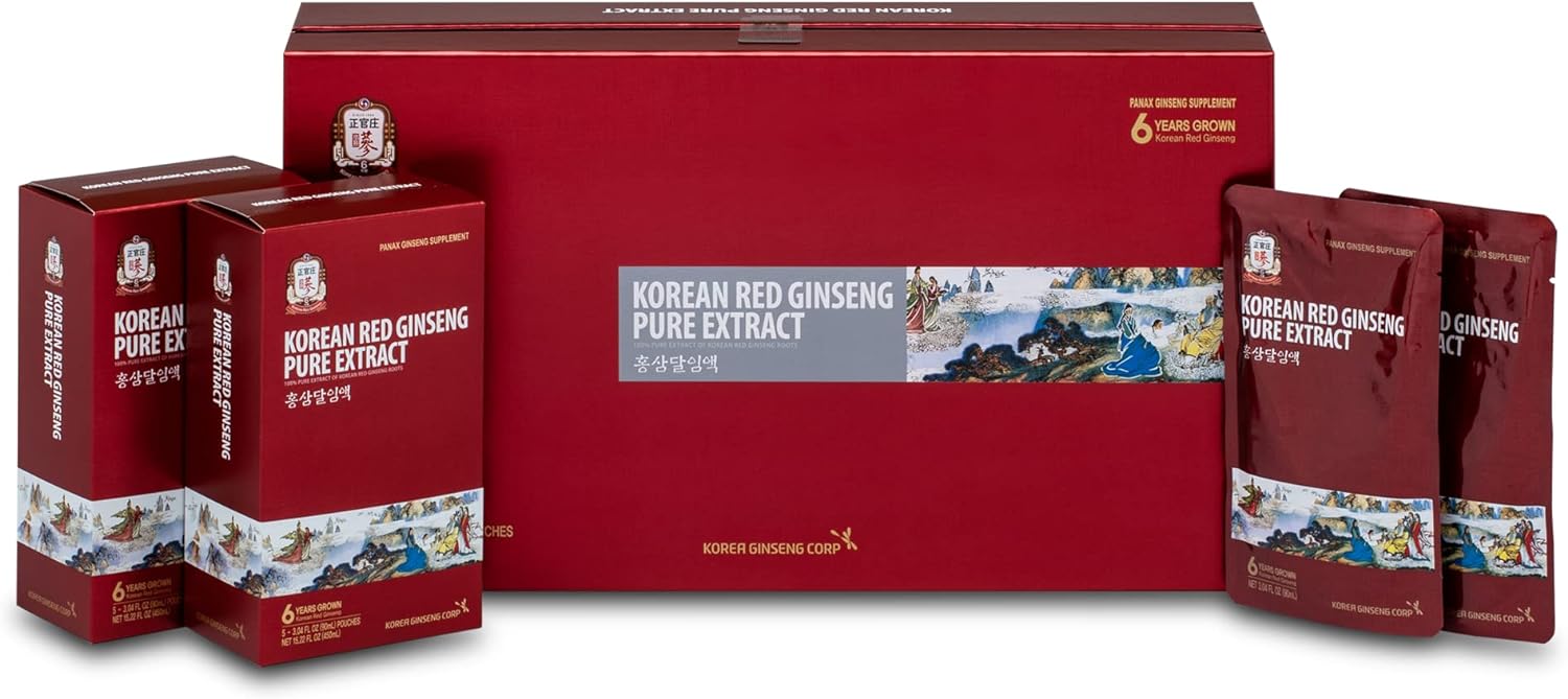 CheongKwanJang [Korean Red Ginseng Pure Extract Cut 100% 6-Year-Old Korean Red Ginseng Roots, Immune System Support Supplement Booster - 90 mL Pouch (30 Count)