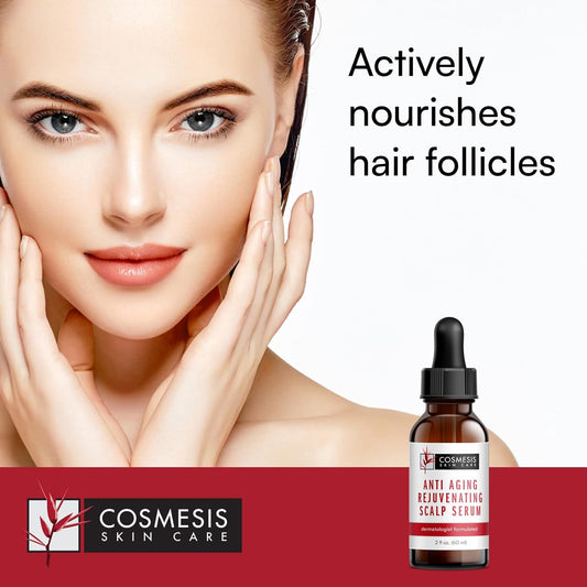 Cosmesis Skin Care Anti-Aging Rejuvenating Scalp Serum - Nourish, Grow, Moisturize & Shine - 2 with Biotin, Argan Oil, Copper & Tea Extracts