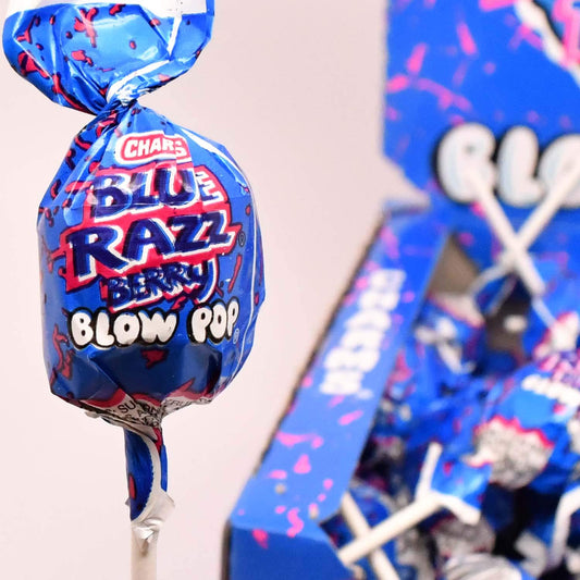 Charms Blow Pops Blue Razz Berry Flavor, 48 Count (Pack of 4)