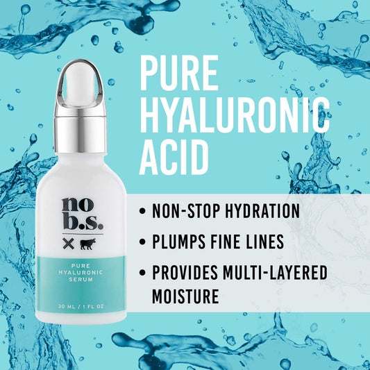 No BS 100% Pure Hyaluronic Acid Serum For Face, Anti-Aging Serum for Fine Lines and Wrinkles, Ultra Hydrating Serum to Repair Dry Skin, Great for Sensitive Skin (1 ). Includes 2 Skincare Deluxe Minis