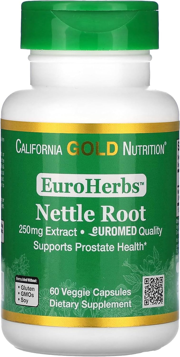 Nettle Root Extract, EuroHerbs, European Quality, 250 mg, 60 Veggie Ca