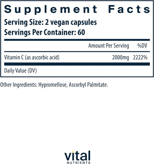 Vital Nutrients - Vitamin C 1000 mg (100% Pure Ascorbic Acid) - Potent
