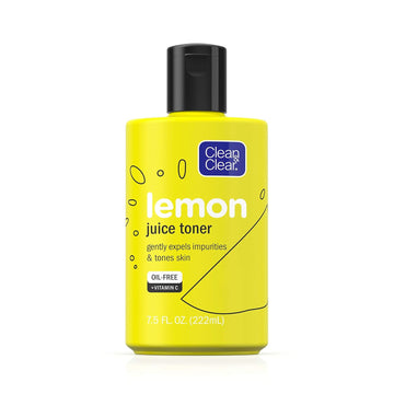 Clean & Clear Brightening Lemon Juice Facial Toner with Vitamin C and Lemon Extract to Gently Expel Impurities and Tone Skin, Alcohol-Free Oil-Free Cleansing Vitamin C Astringent Face Toner, 7.5