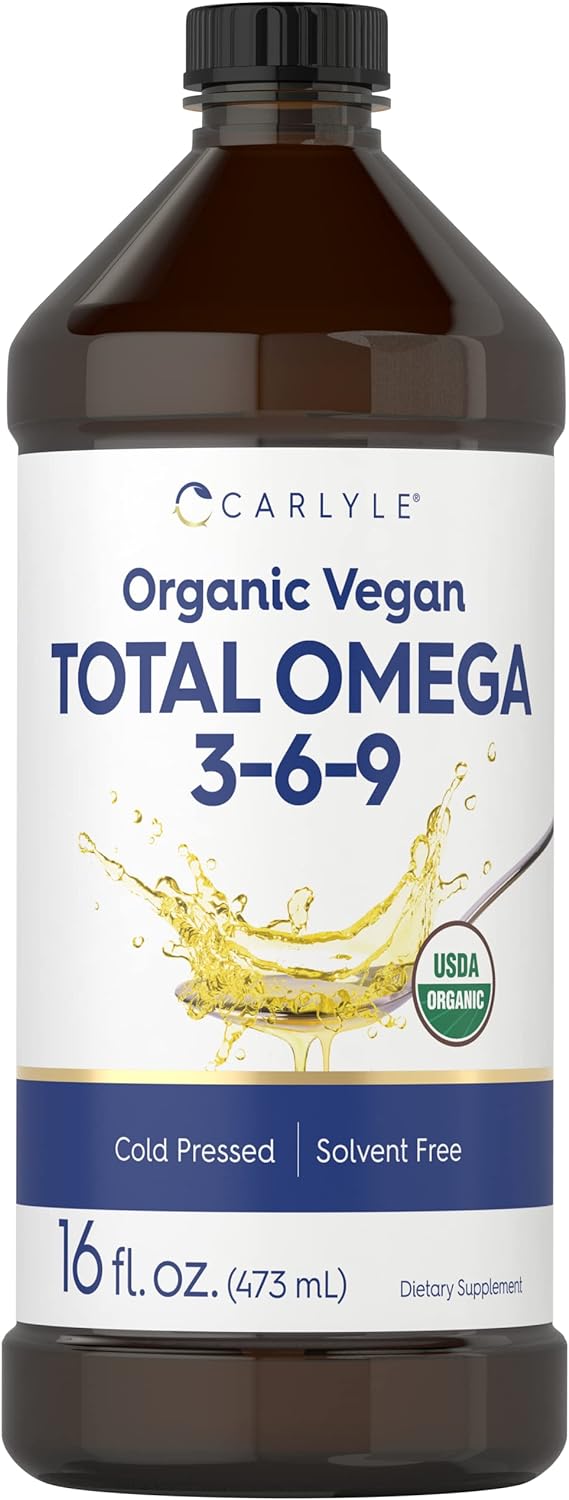 Carlyle Omega 3 6 9 | 16 fl oz | Cold Pressed | USDA Certified Organic, Vegan Supplement | Vegetarian, Non-GMO, Gluten F