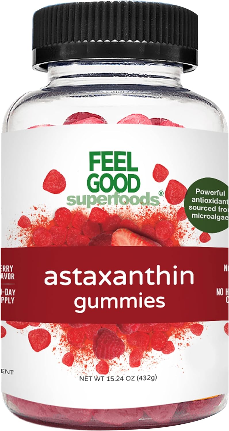 FeelGood Superfoods Astaxanthin Supplements, 6mg Antioxidant Gummies f