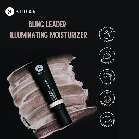 SUGAR Cosmetics Bling Leader Illuminating Moisturizer - 01 Gold Diggin' - Warm gold with a pearl finish Highlighter, Protection Against Pollution