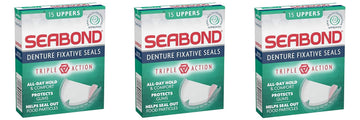 THREE PACKS of Seabond Denture Fixative Uppers by Seabond