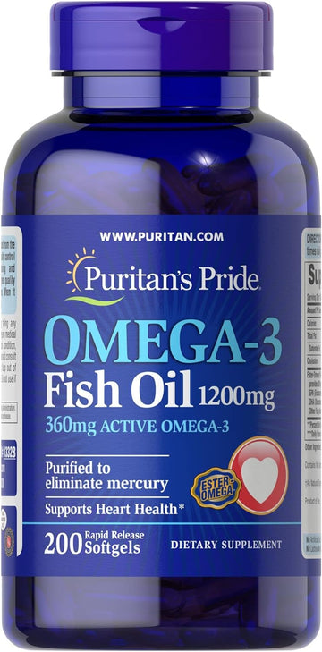 Puritan's Pride Omega-3 Fish Oil 1200mg, 200 softgels (13328)