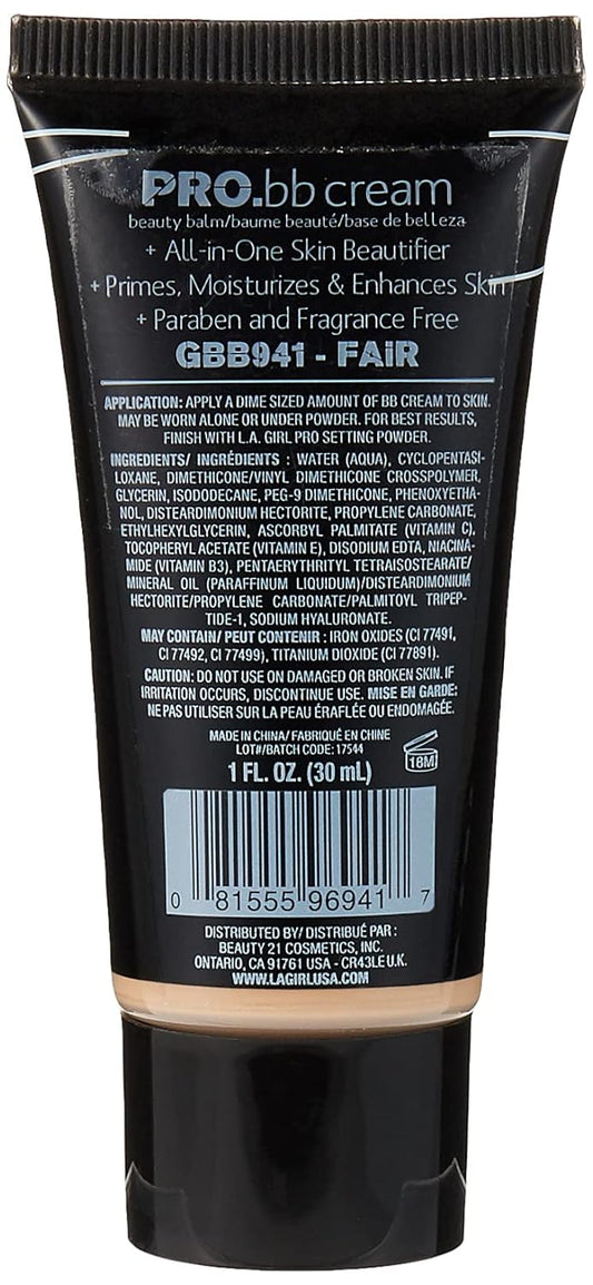 L.A. Girl Pro BB Cream HD Beauty Balm, Fair, 1 .