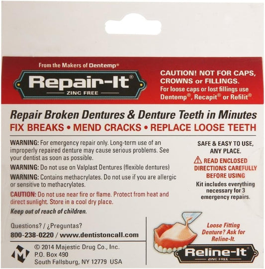 D.O.C. Repair-It Advanced Formula Denture Repair Kit 3 ea (Pack of 2)