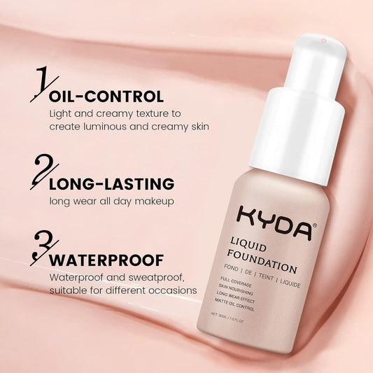 FREEORR 2Pcs Liquid Foundation Matte Full Coverage,Makeup Foundation Long Lasting Waterproof, Matte Oil Control Concealer Foundation Makeup Cream,101 Porcelain -30
