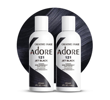 Adore Semi Permanent Hair Color - Vegan and Cruelty-Free Hair Dye - 4   - 121 Jet Black (Pack of 2)