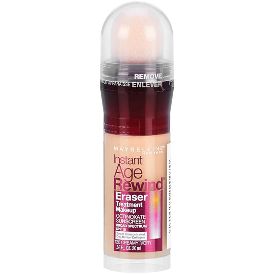 Maybelline New York Instant Age Rewind Eraser Treatment Makeup with SPF 18, Anti Aging Concealer Infused with Goji Berry and Collagen, Creamy Ivory, 1 Count
