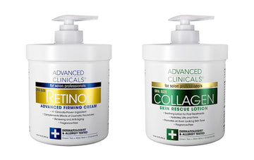 Advanced Clinicals Retinol Body Cream & Collagen Body Lotion Skin Care Set. Anti-Aging Body & Face Moisturizing Creams Repair Wrinkles, Fine lines, & Firm Sagging Skin. 16  (2-Pack Bundle)