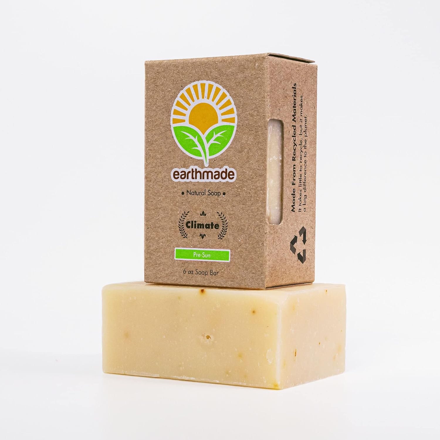 Earthmade Climate Sunscreen Handmade Moisturizing Bar Soap|Organic Body and Face Soap with Marula, Argan and Moringa Extract|Cold-Processed I No Harsh Chemicals|Organic| No Preservatives| Cruelty Free| SLS Free ( 1 Bar Soap, 6 )