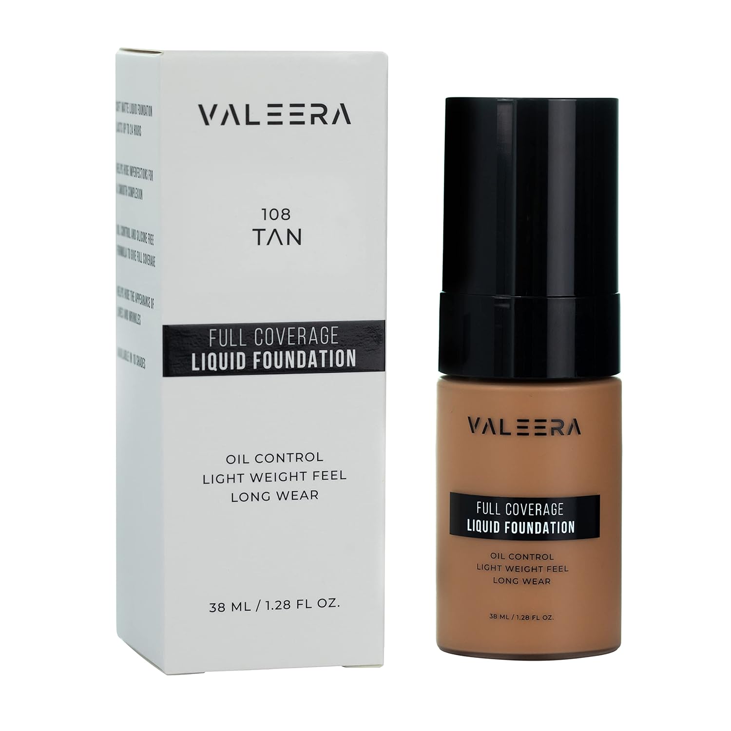 Valeera Full Coverage Soft Matte Oil Control awless 24HR Concealer Liquid Waterproof Foundation (108 - Tan)