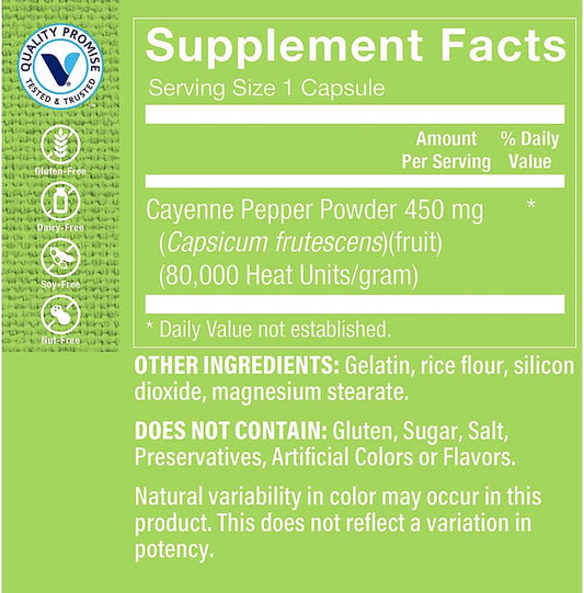 The Vitamin Shoppe Cayenne Extract 450MG (Capsicum), Promotes Cardiova